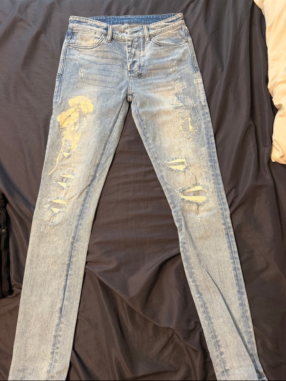 Ksubi Light Blue Distressed Slim Straight Jeans